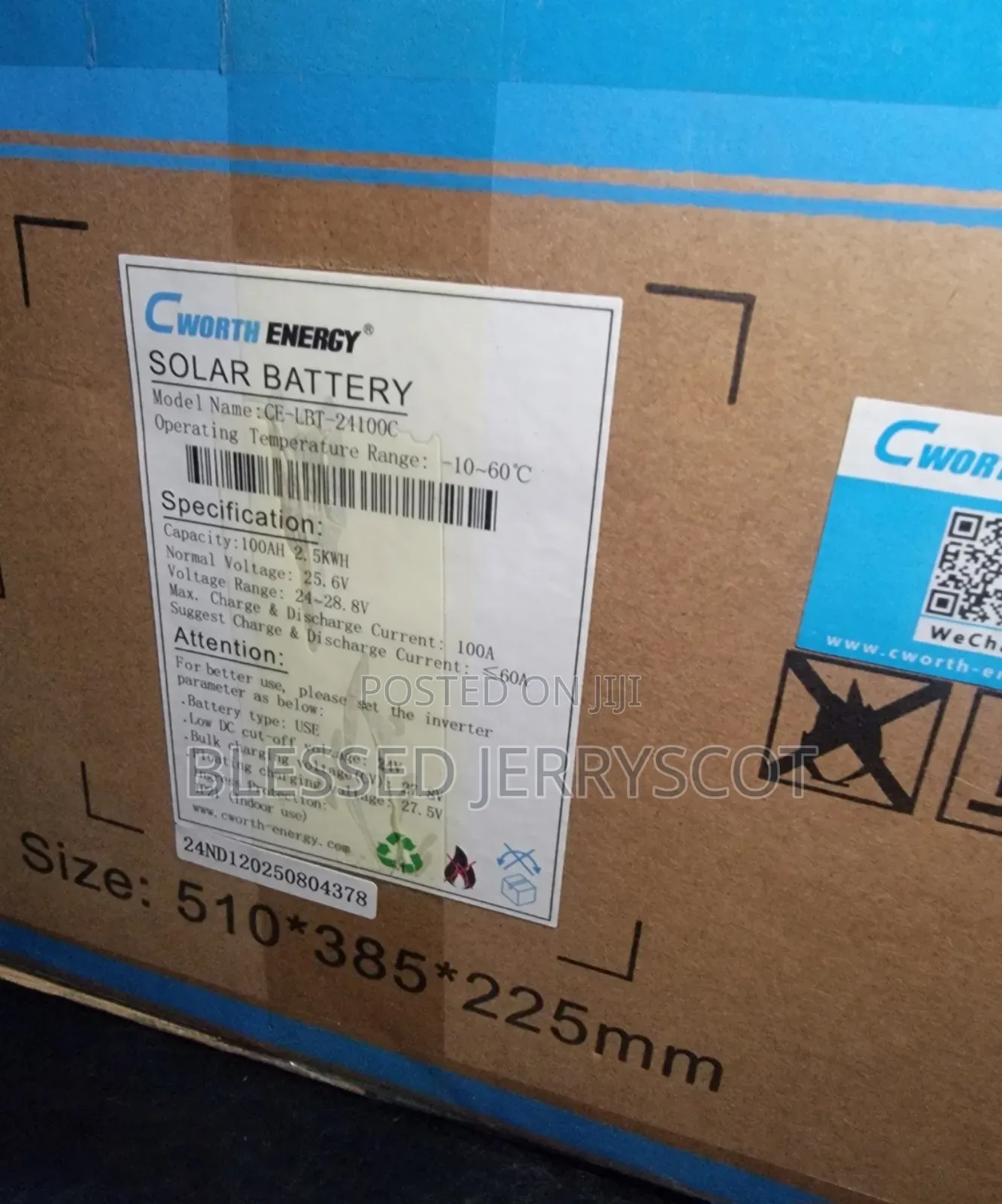 Cworth Energy 2.5kwh 24v Lithium-Ion Solar Batteries in Stock.