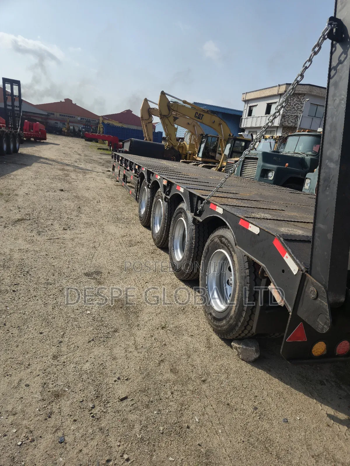 100tons Backloader Lowbed Trailer With Four Axles and 16tyres