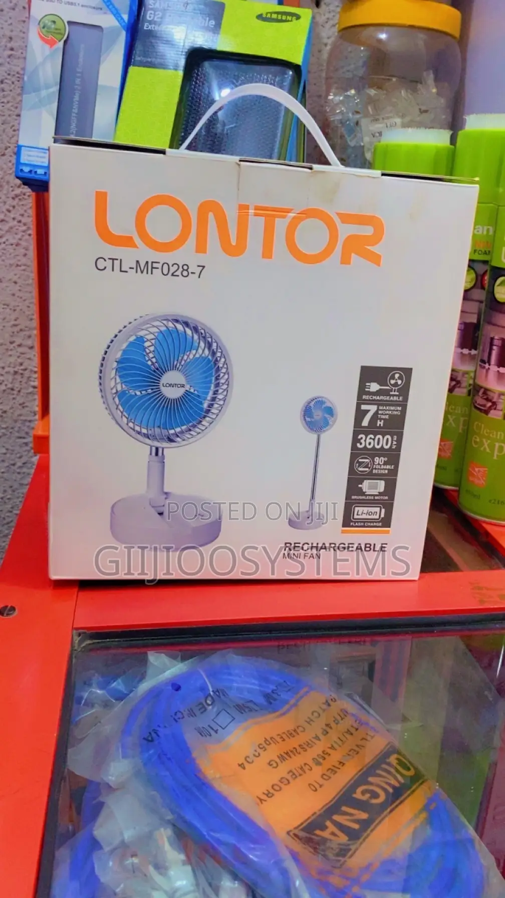 Lontor Rechargeable 7 Inches Stretchy Fan