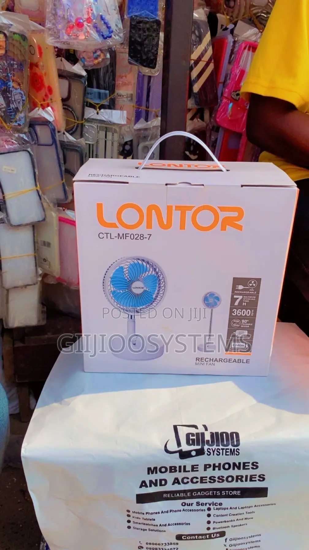 Lontor Rechargeable 7 Inches Stretchy Fan