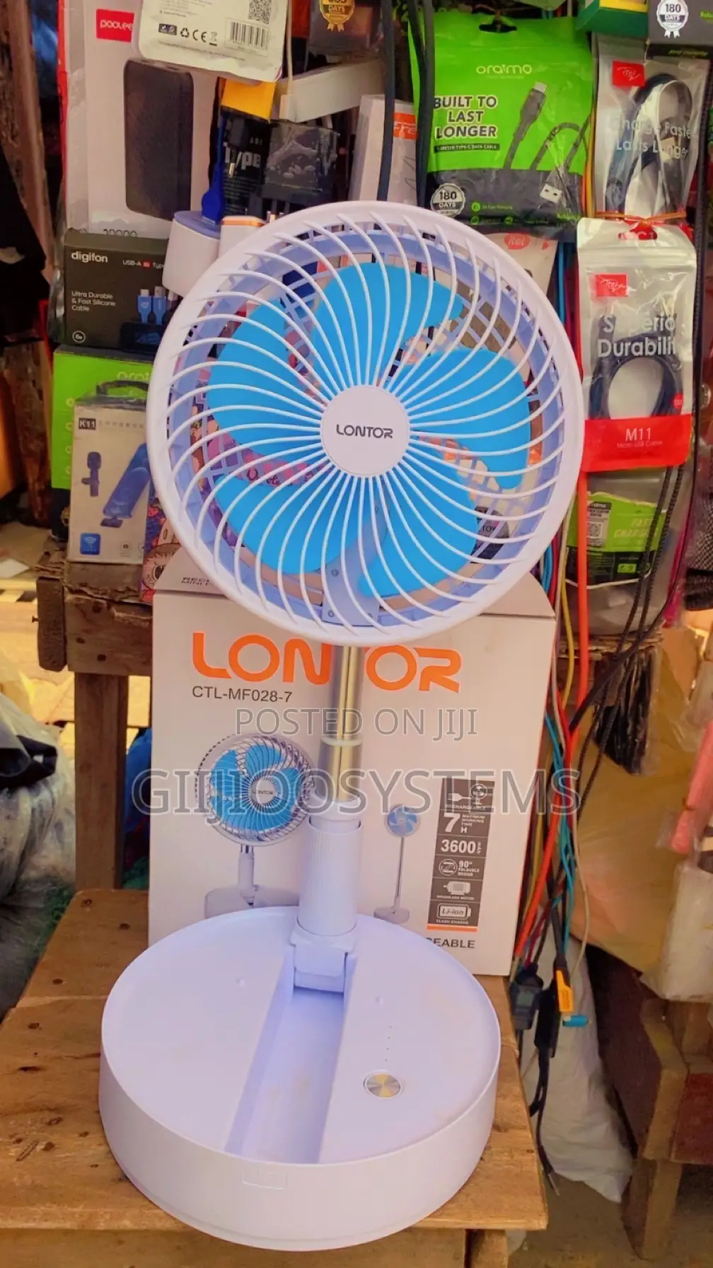 Lontor Rechargeable 7 Inches Stretchy Fan