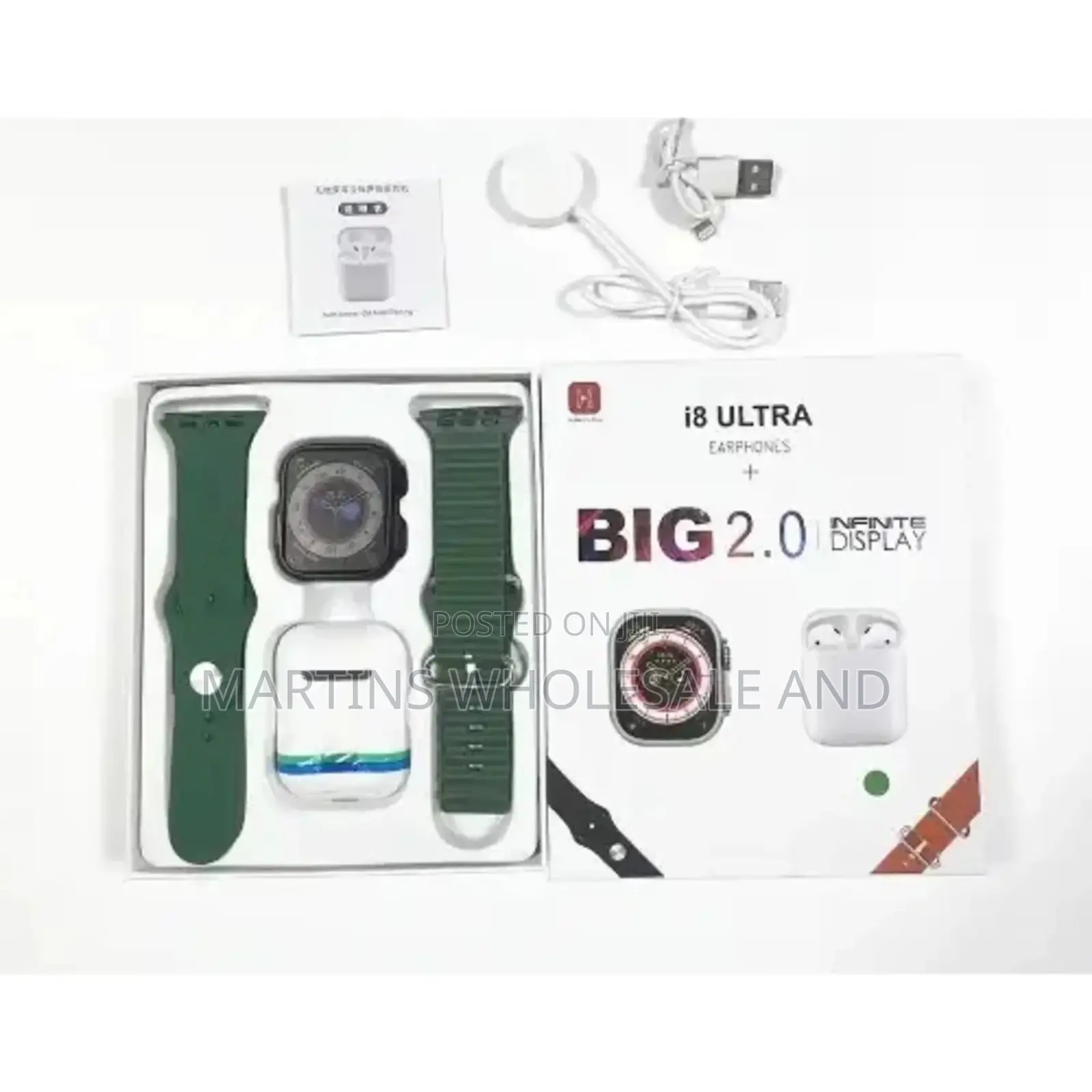 I8 Ultra Combo Smart Watch With Earphones.