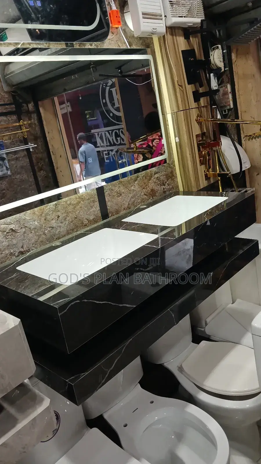 150cm Double Cabinet Marble Basin