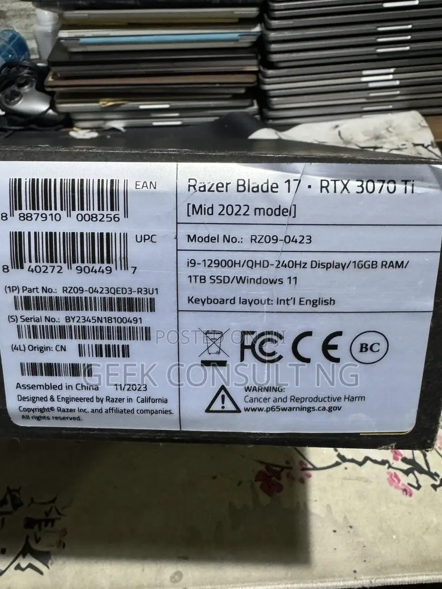 New Laptop Razer Blade 16GB Intel Core i9 SSD 1T