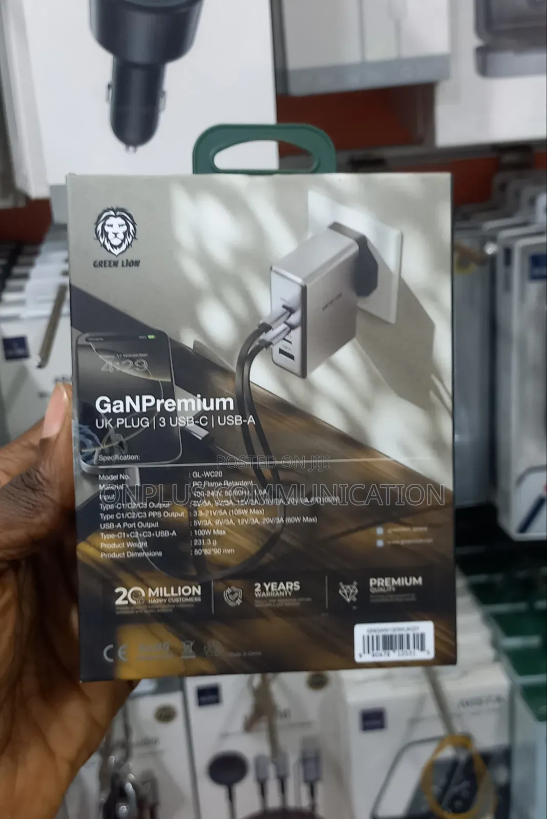 Green Lion Gan Premium Uk Plug Wall Charger 100w