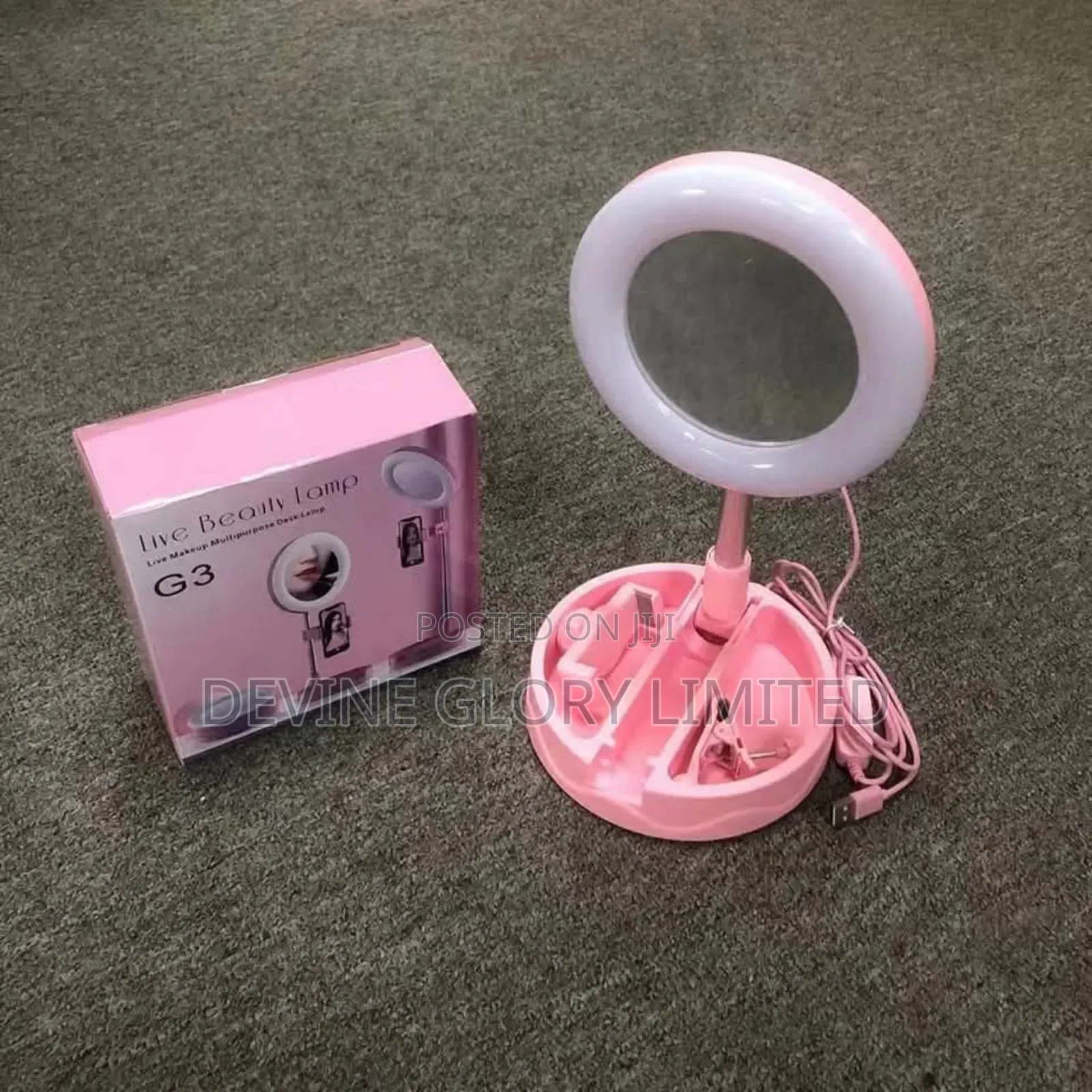 G3 Live Makeup Desk Lamp – 3-in-1 Ring Light, Mirror Phone Holder