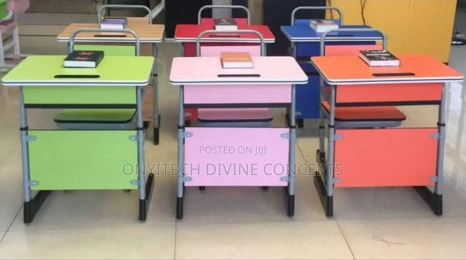 Classroom/Study Desk With Adjustable Chair Multiple Colours