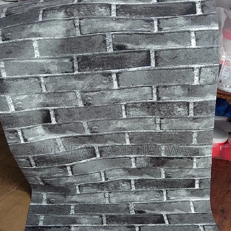 4d Grey Brick Cleanable Textured Wallpaper
