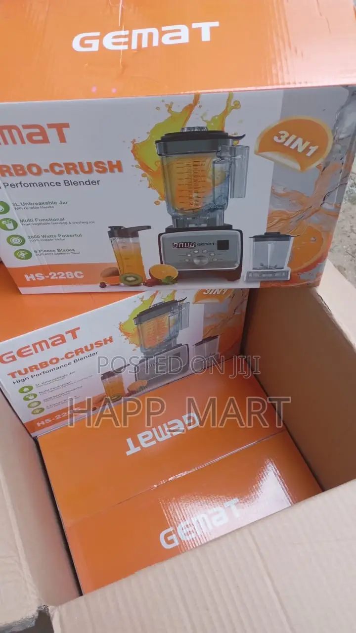 Gemat 3-in-1 Turbo-Crush Commercial Blender – 100% Copper Motor
