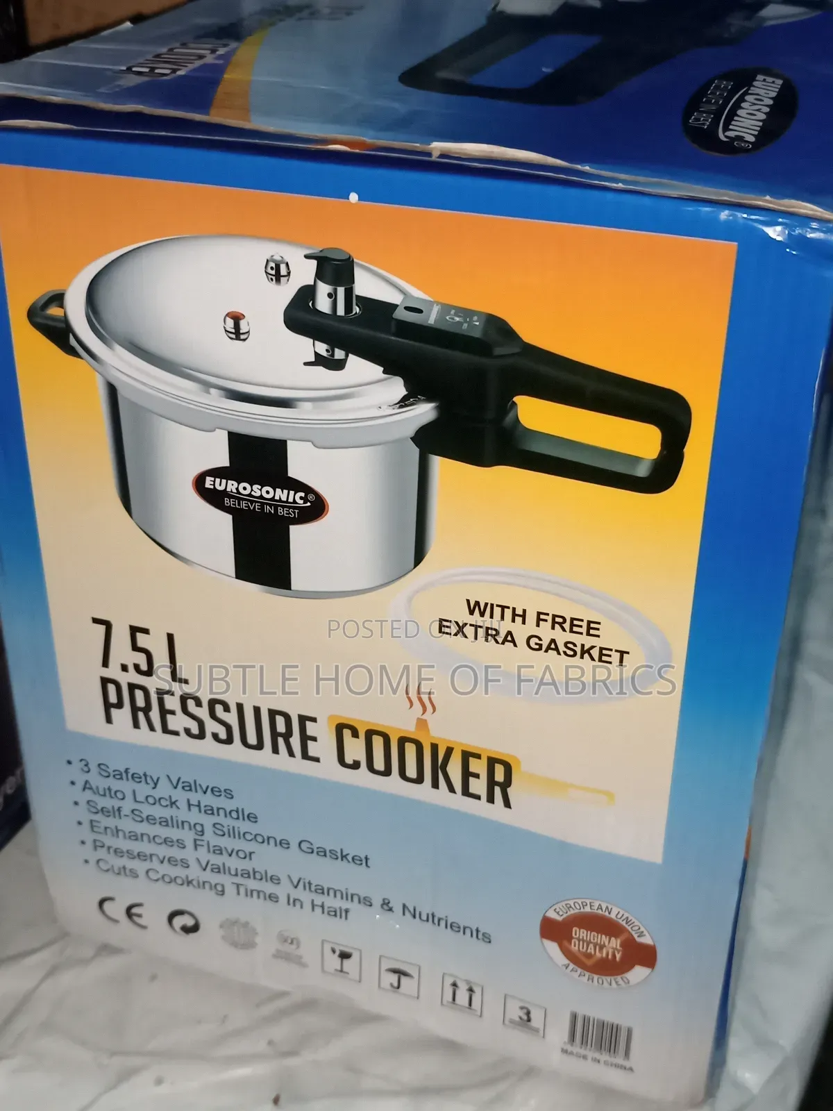 **Eurosonic 7.5l Pressure Cooker – Fast, Safe Efficient Cooking Pot