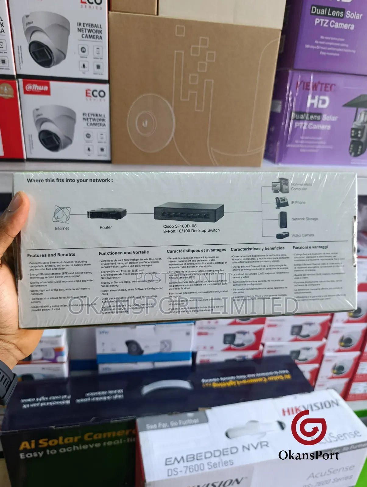 Cisco Sf100d‐08 8 Port 10/100mbps Desktop Switch – Unmanaged Small Bus