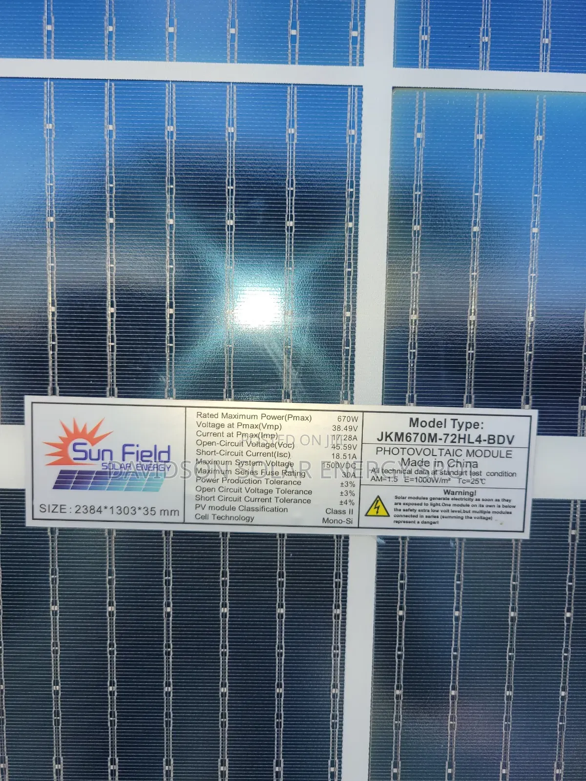 670watt Sunfield Solar Panel Halfcut