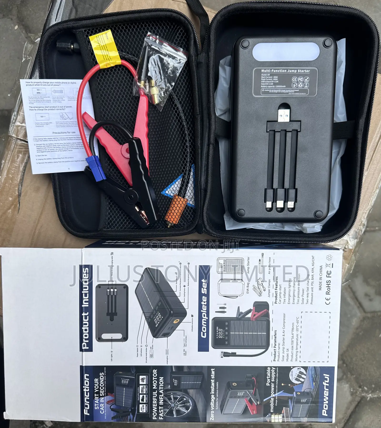 Multifunctional Solar Jump Starter and Air Compressor