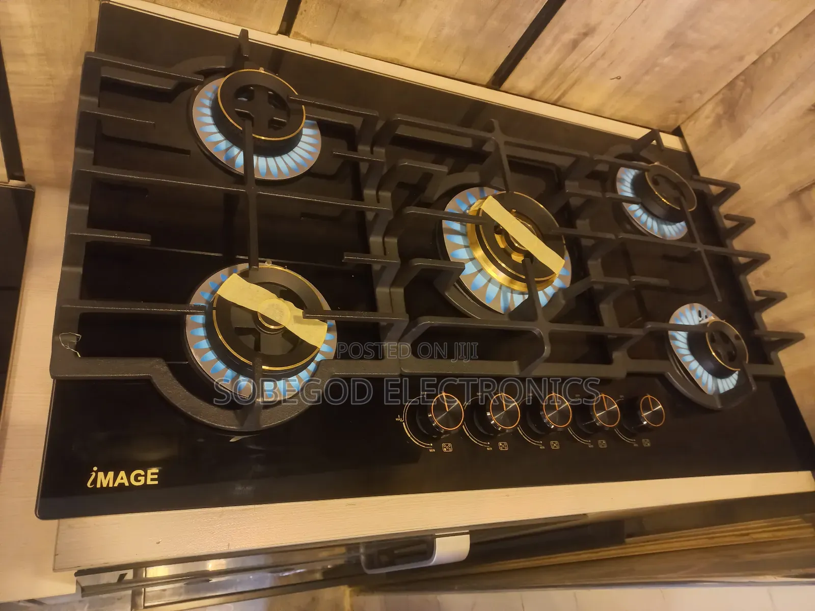 Image Inbuild 5 Burners Automatic Gas Cooker Hob 60x90cm (100%,Cooper)