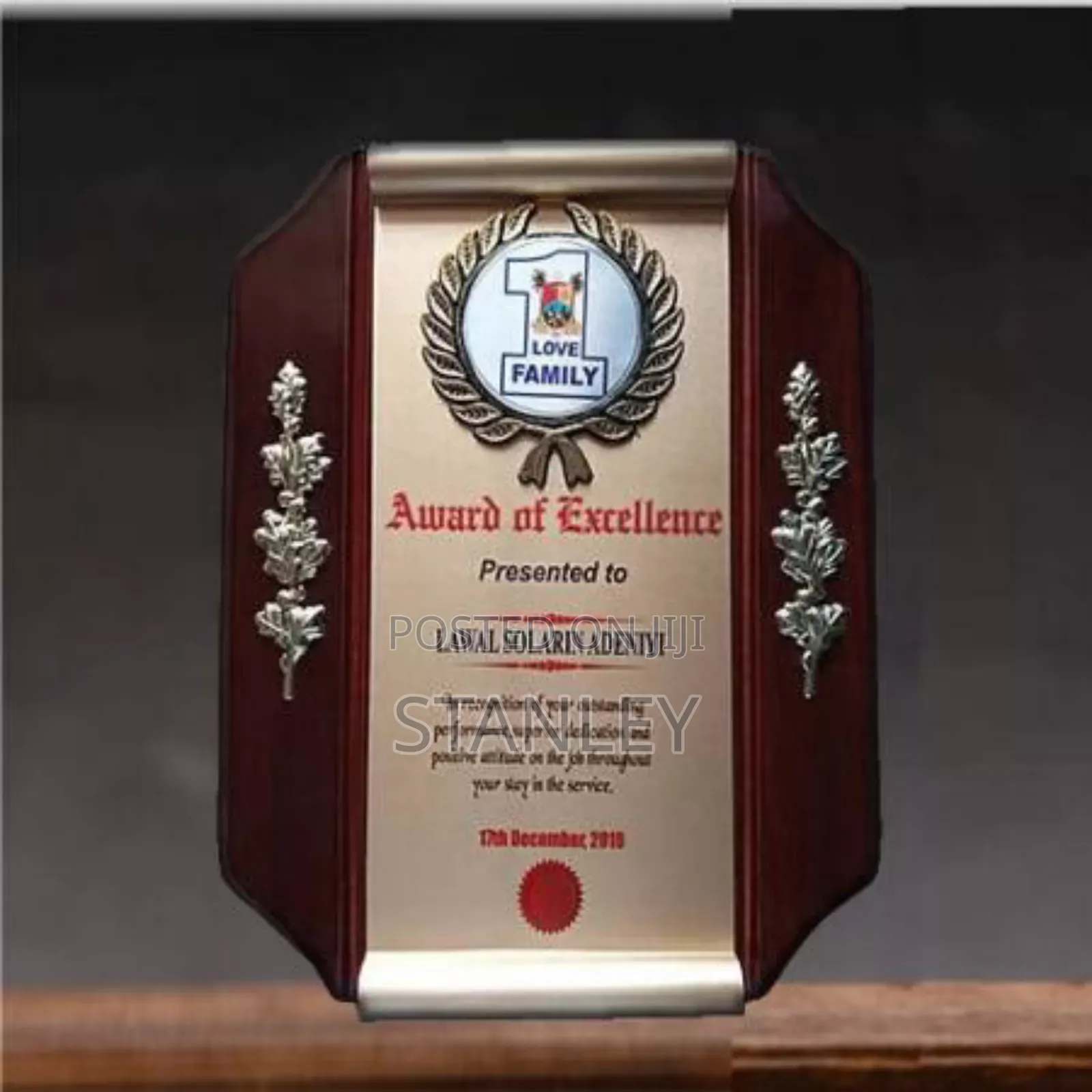 Wooden Award Plaque