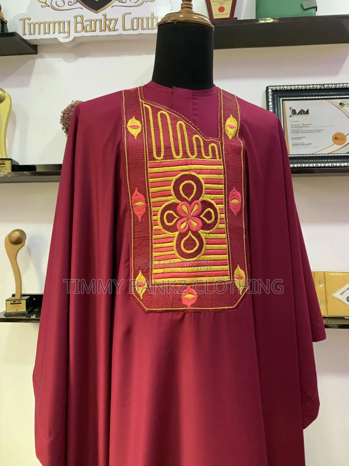 Classic 3 Piece Wine Men's Agbada/Native Wear