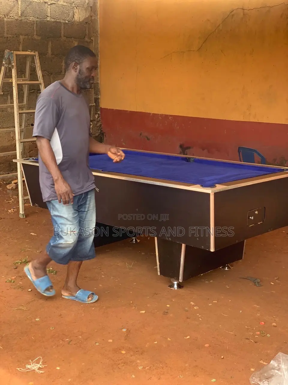Local Snooker With Blue Felt and Accessories