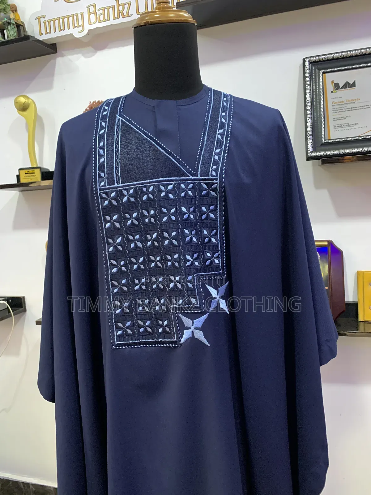 Classic 3 Piece Navy Blue Men's Agbada/Native Wear