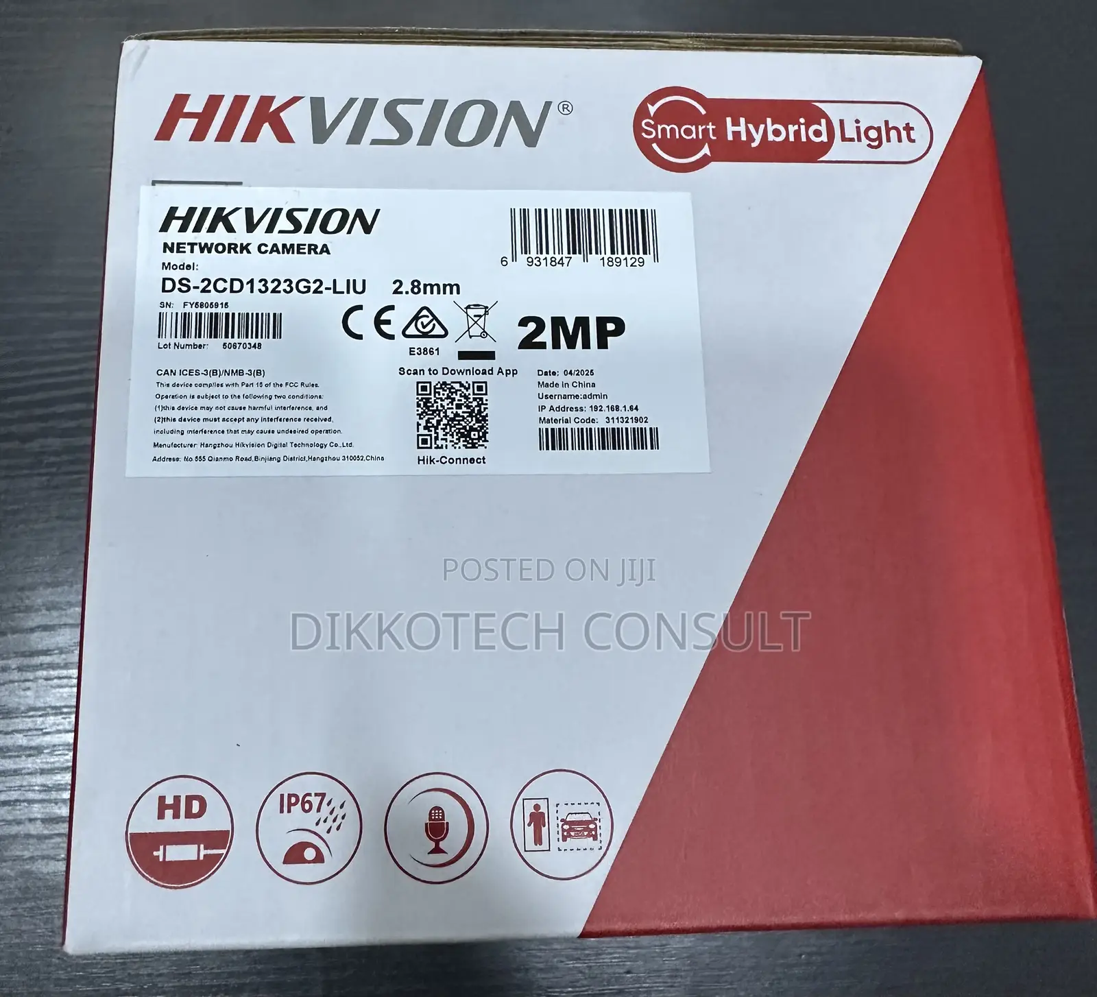 Hikvision (Smart Hybrid) 2mp Dome Camera – Ds-2cd1323g2-Liu (2.8mm)