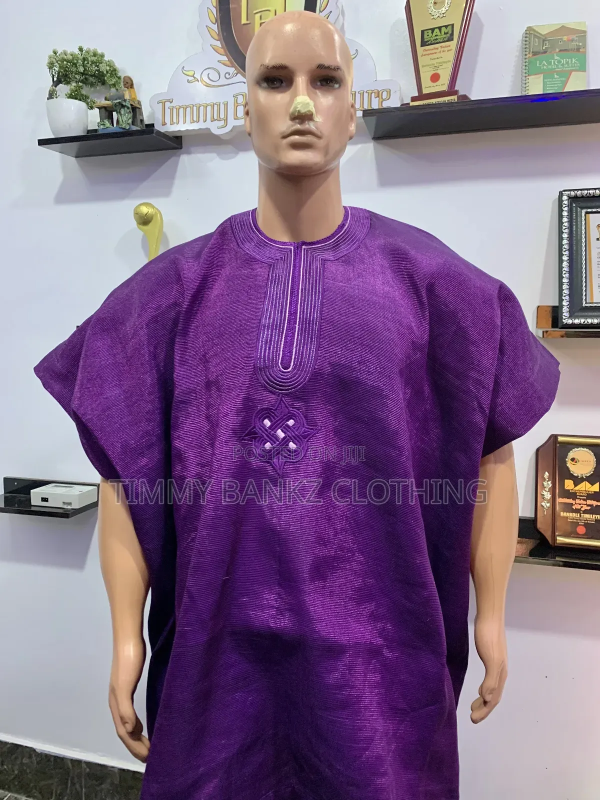 Purple Embroidered 3 Piece Men's Agbada/Native Wear