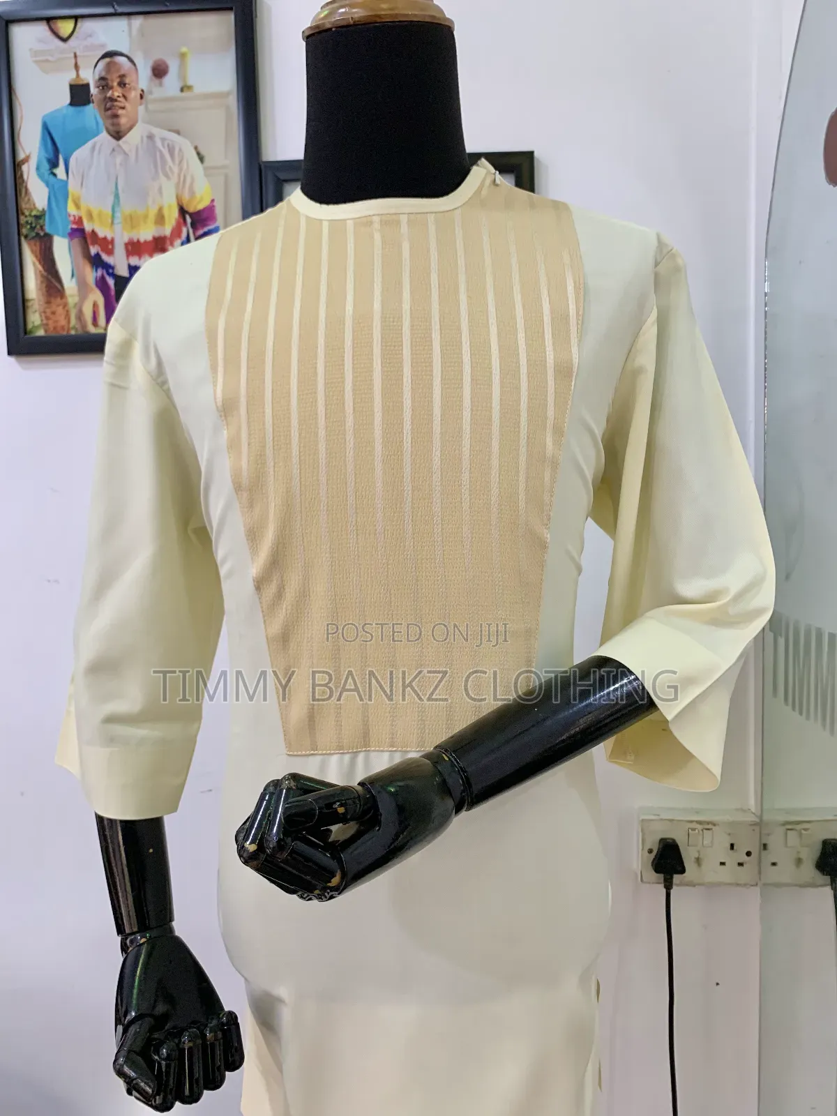 Classic Men's Cream Kaftan (3 Quarter Sleeve)