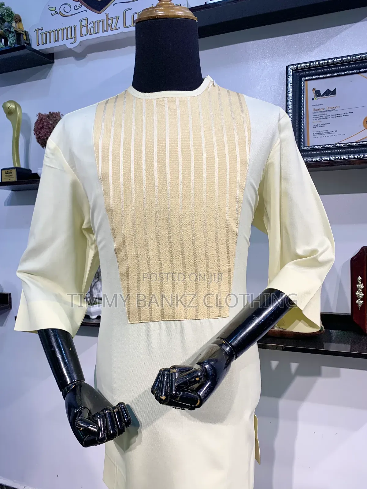 Classic Men's Cream Kaftan (3 Quarter Sleeve)