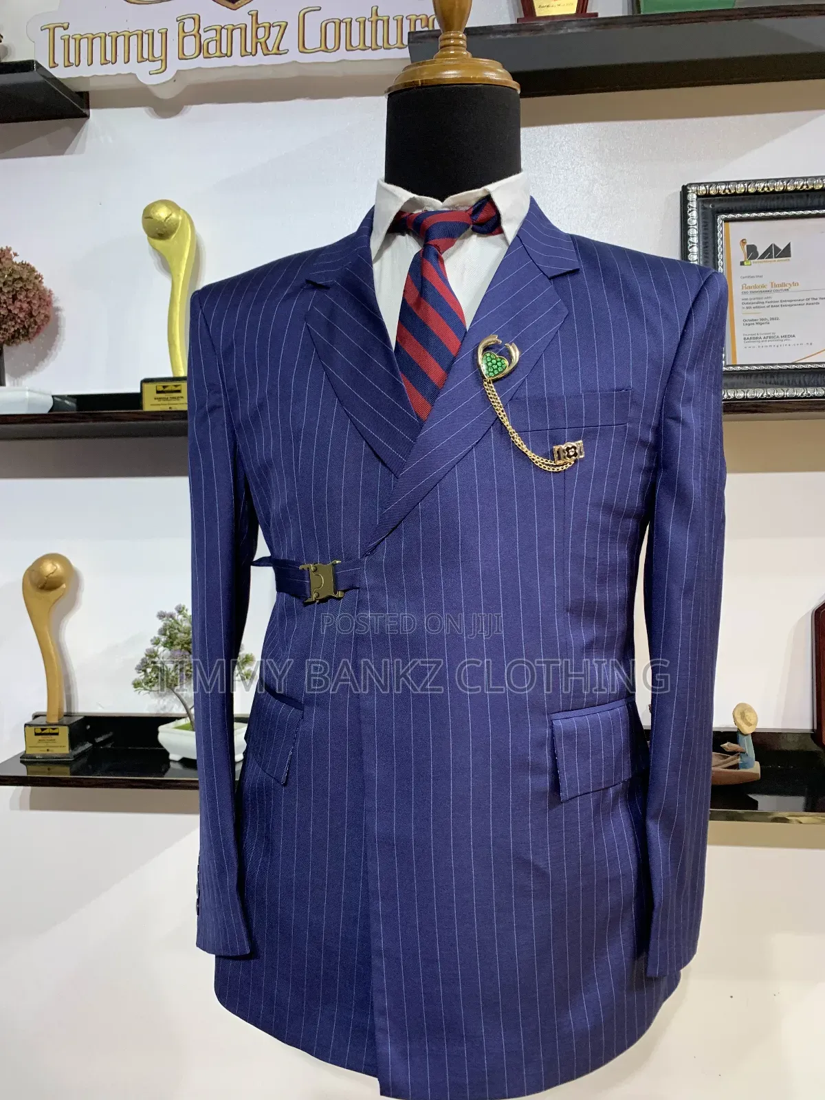 Tailor/Bespokemade Stripe Navy Blue Men's Suit