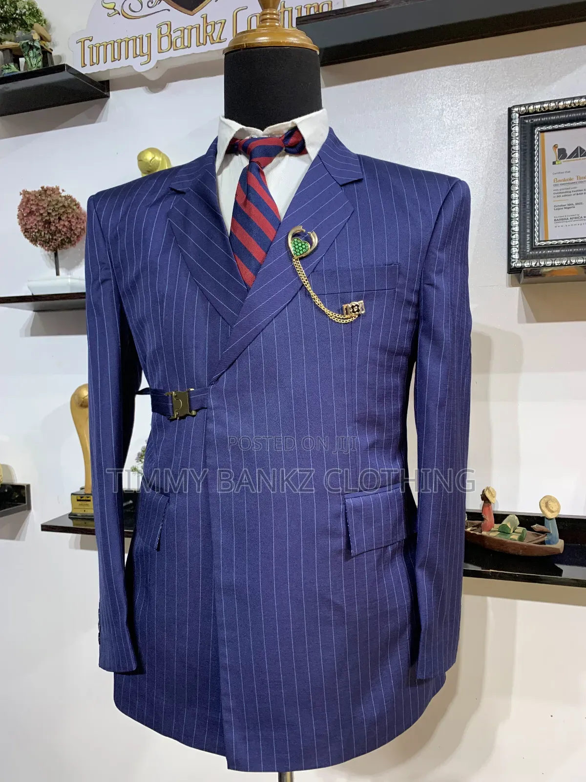 Tailor/Bespokemade Stripe Navy Blue Men's Suit
