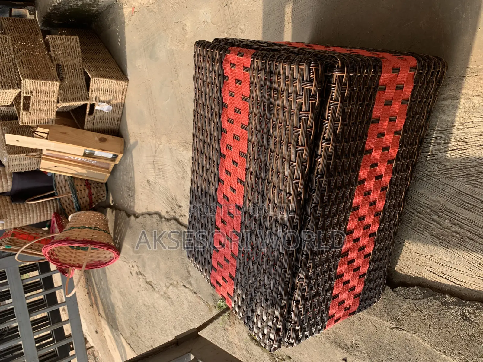 Hamper Basket With Cover Rubber Weaving Christmas Gifts