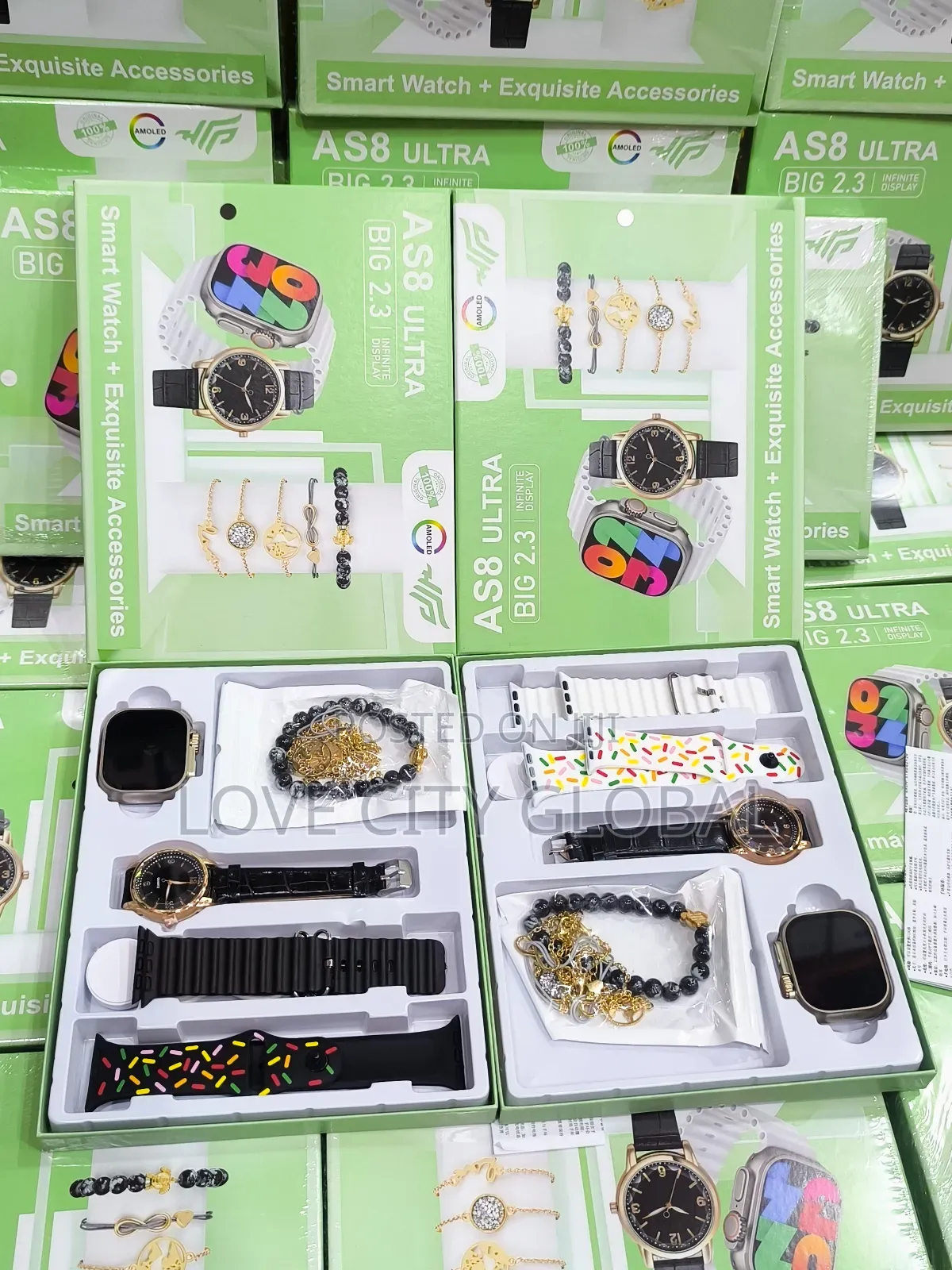 9-in-1 Amoled Display Ultra As8 Smart Watch Set Couple Accessories