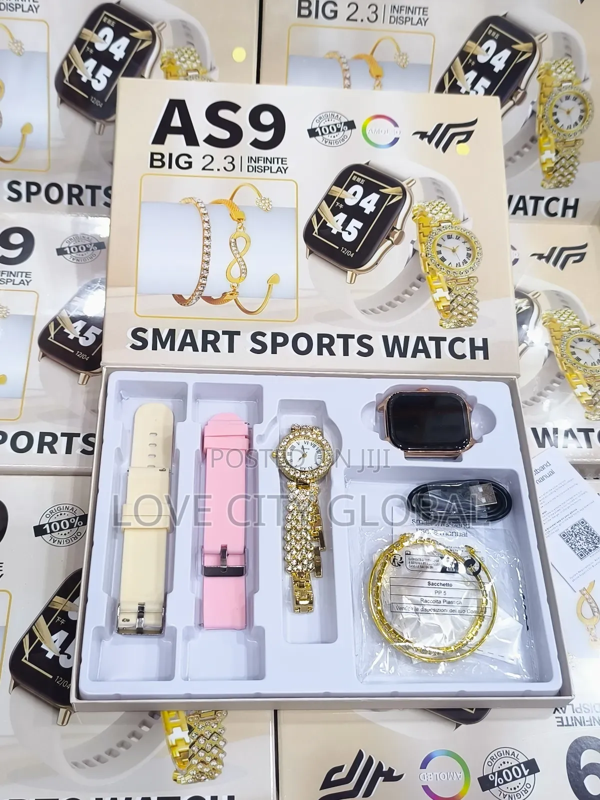 As9 Big 2.3 Infinite Display Smart Watch + 3 Bangles, 2 Watch Bt Call