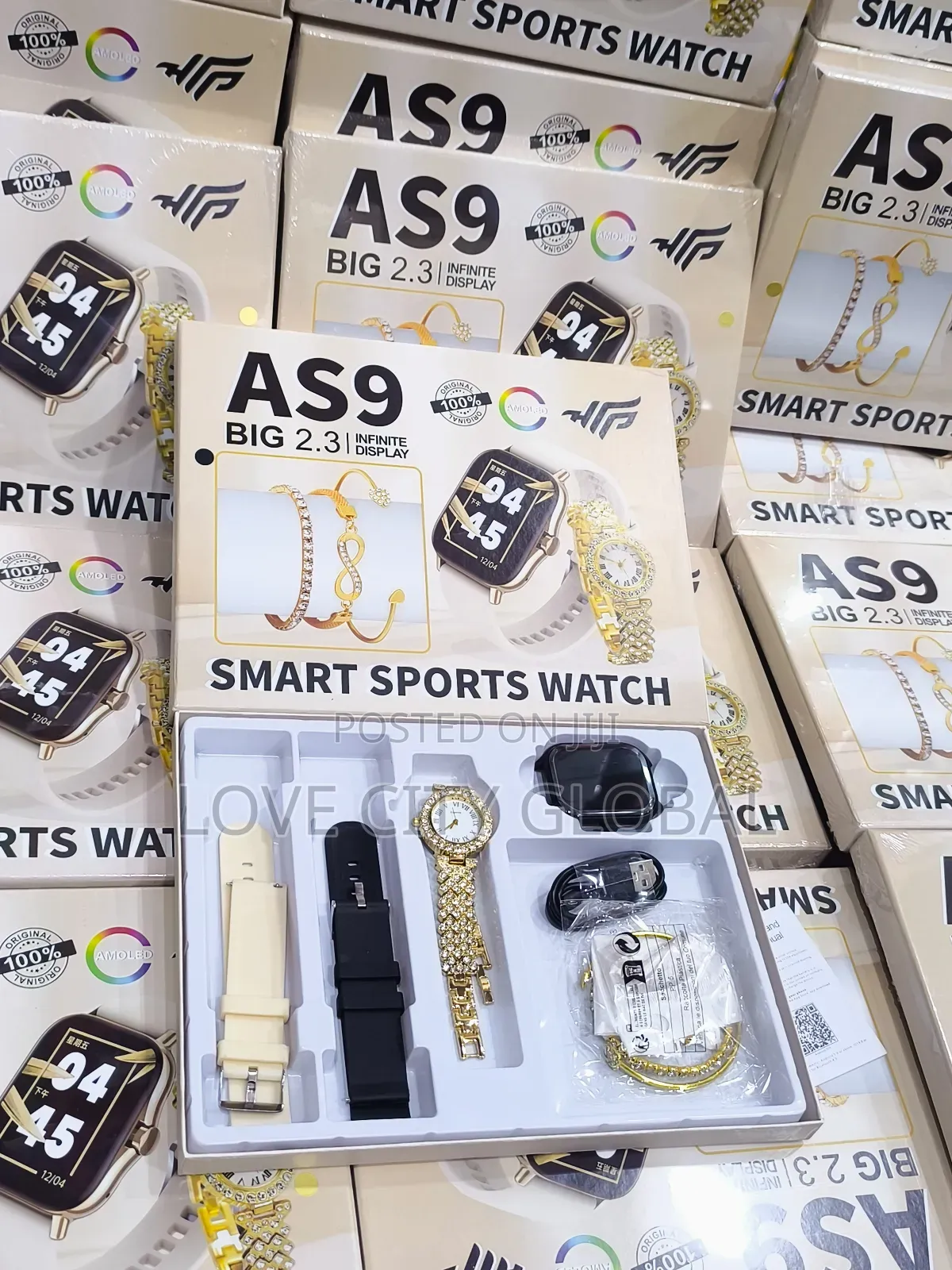 As9 Big 2.3 Infinite Display Smart Watch + 3 Bangles, 2 Watch Bt Call