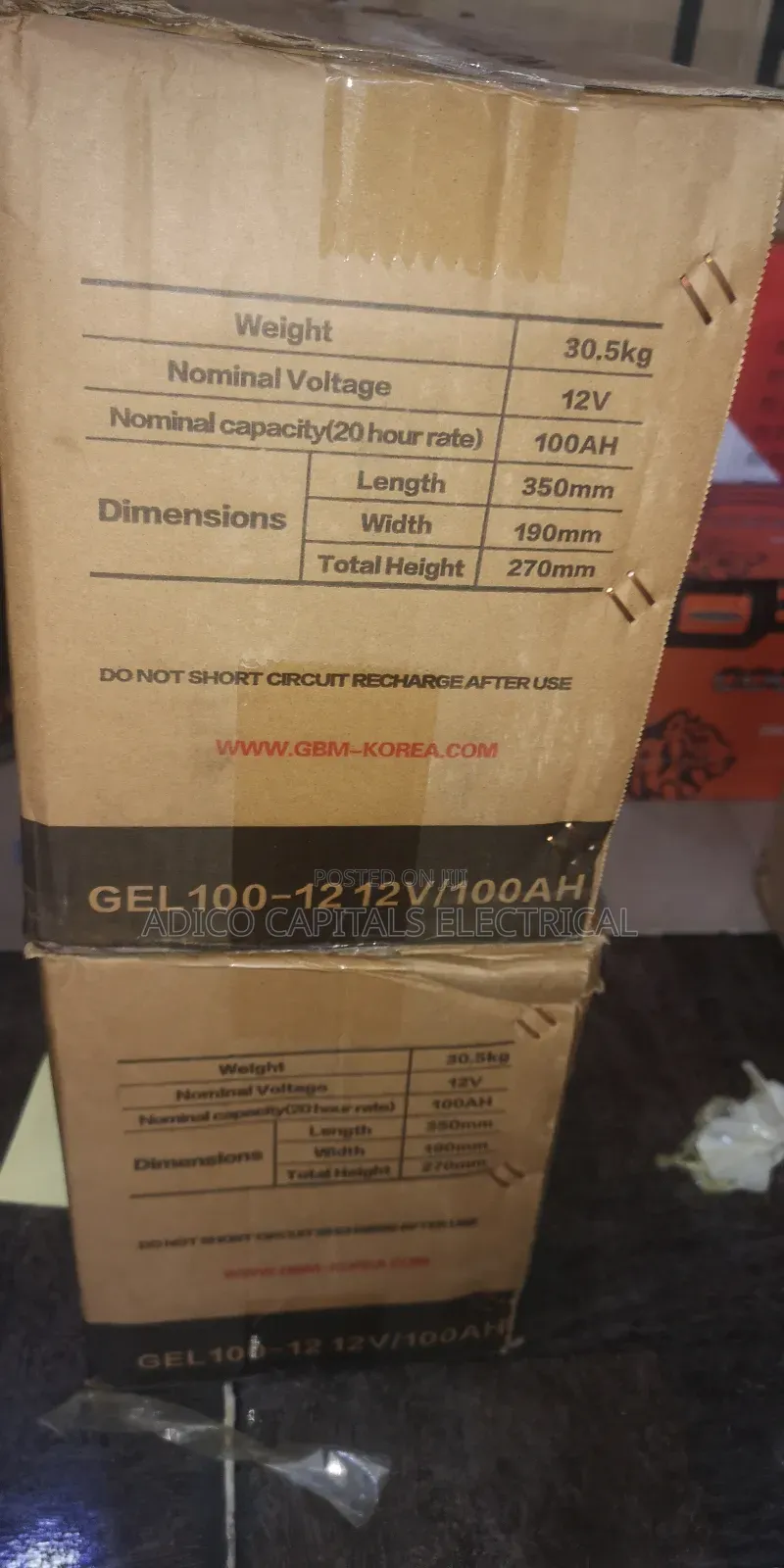 GBM 100ah Gel Batteries