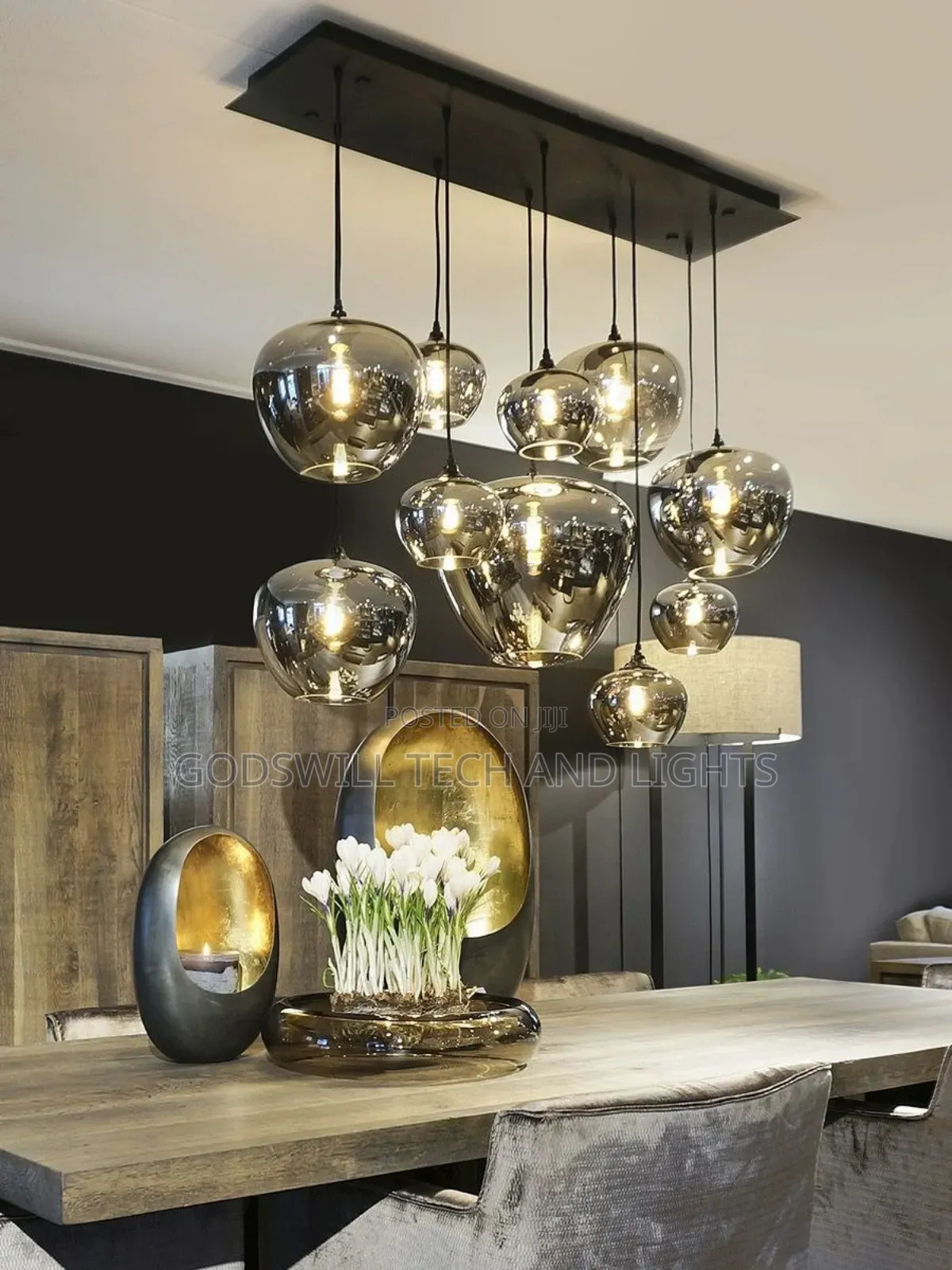 Smoked Glass Multi-Light Pendant