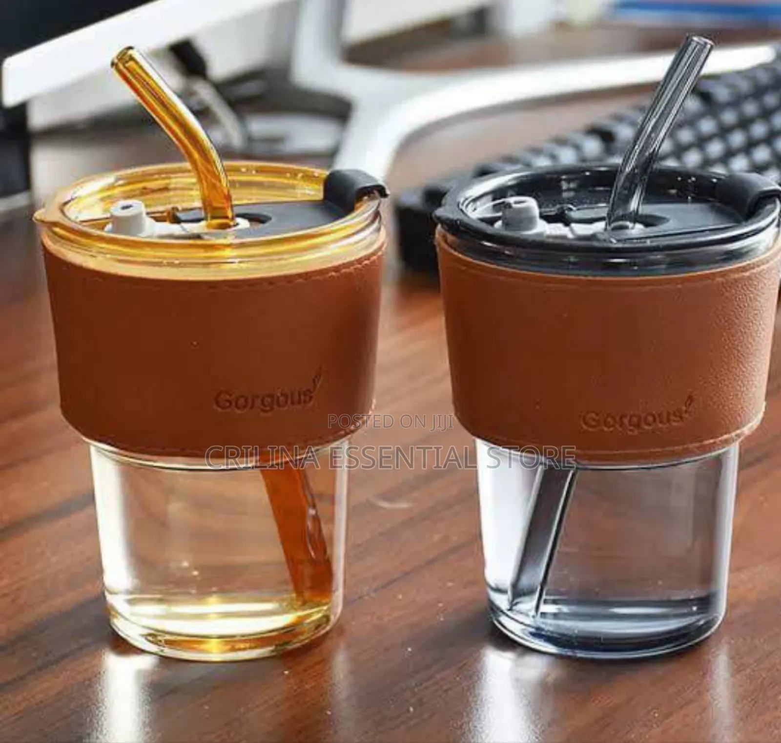Slub Glass Cup With Straw (Good for Souvenirs)