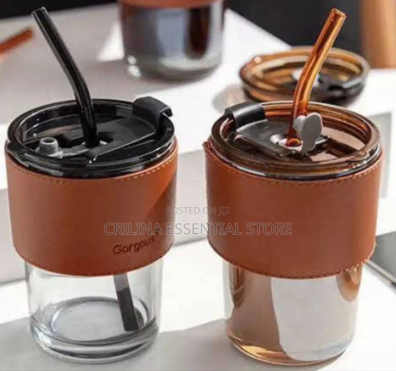 Slub Glass Cup With Straw (Good for Souvenirs)