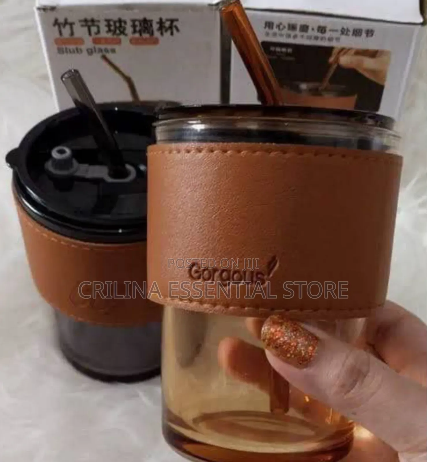 Slub Glass Cup With Straw (Good for Souvenirs)