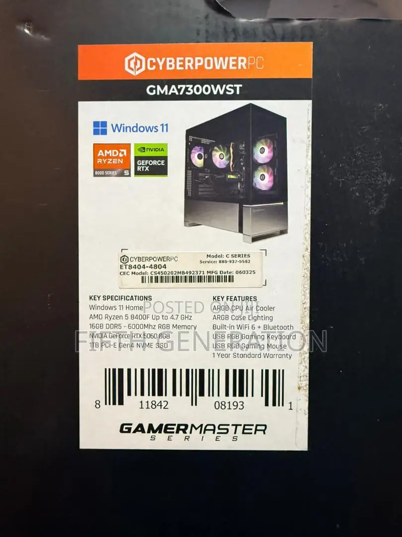 New CyberpowerPC Prebuilt Gaming PC GM 99605 16GB AMD Ryzen 5 SSD 1T