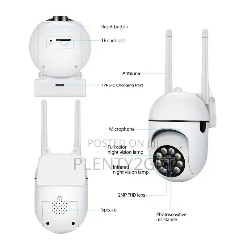 1pc Jooan Smart Security Camera With 1080p Hd, 360° Panoramic View