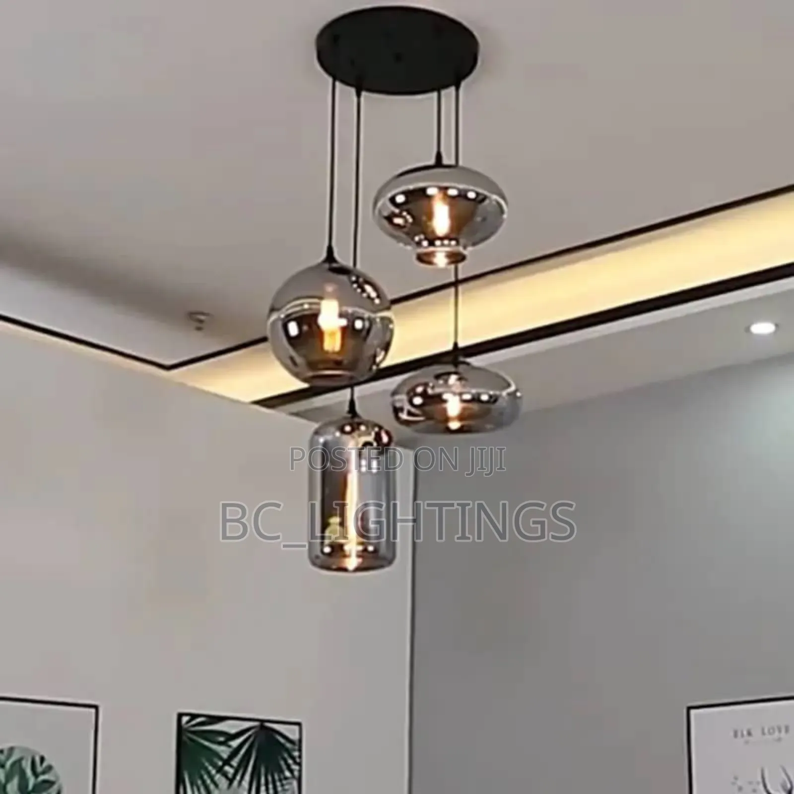 Modern Nordic Smoky Glass Chandelier Light