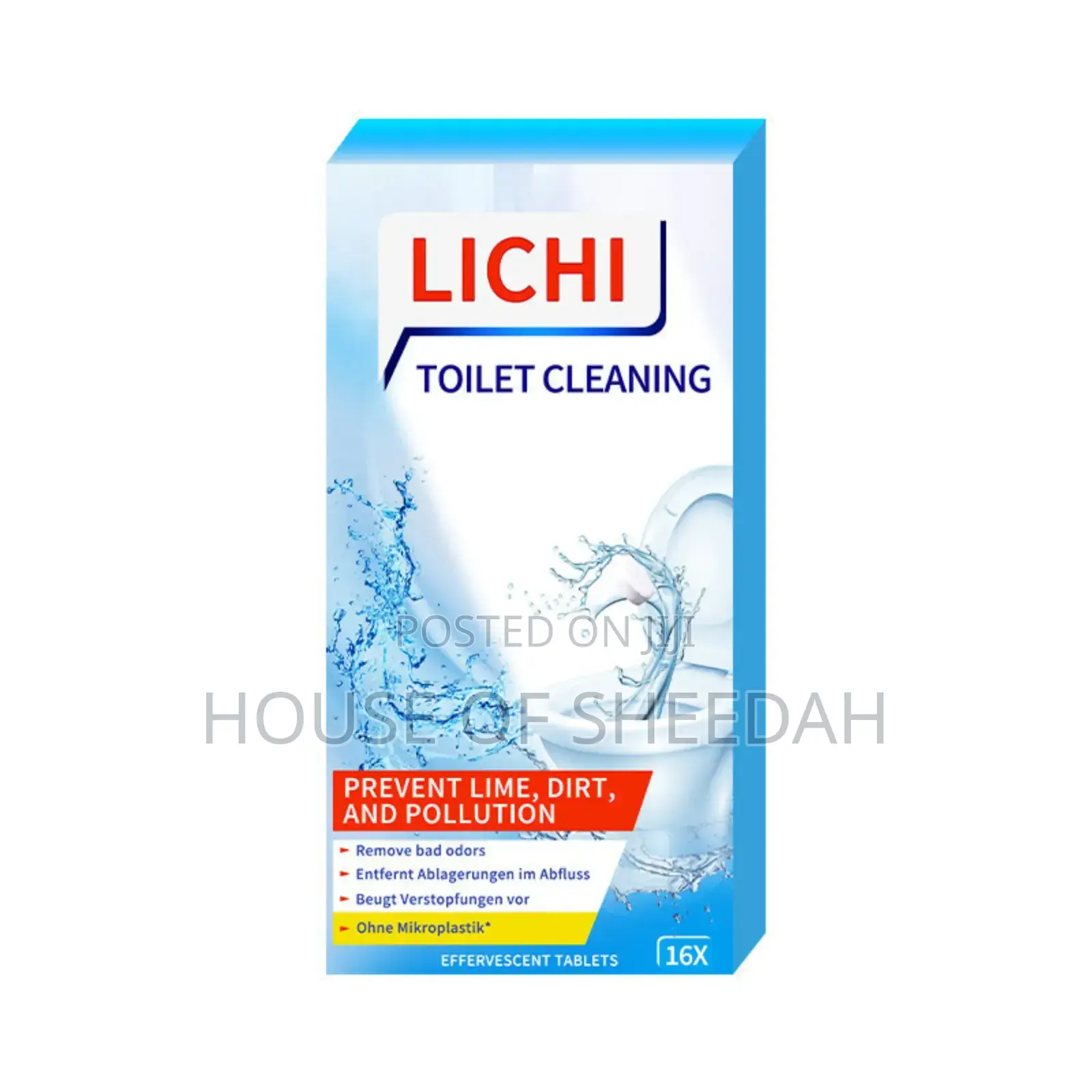 Lichi Toilet Cleaning Effervescent Tablets.