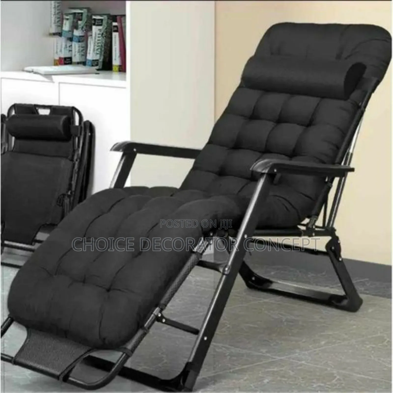 Adjustable Outdoor Relaxing Chair With Cushion_black