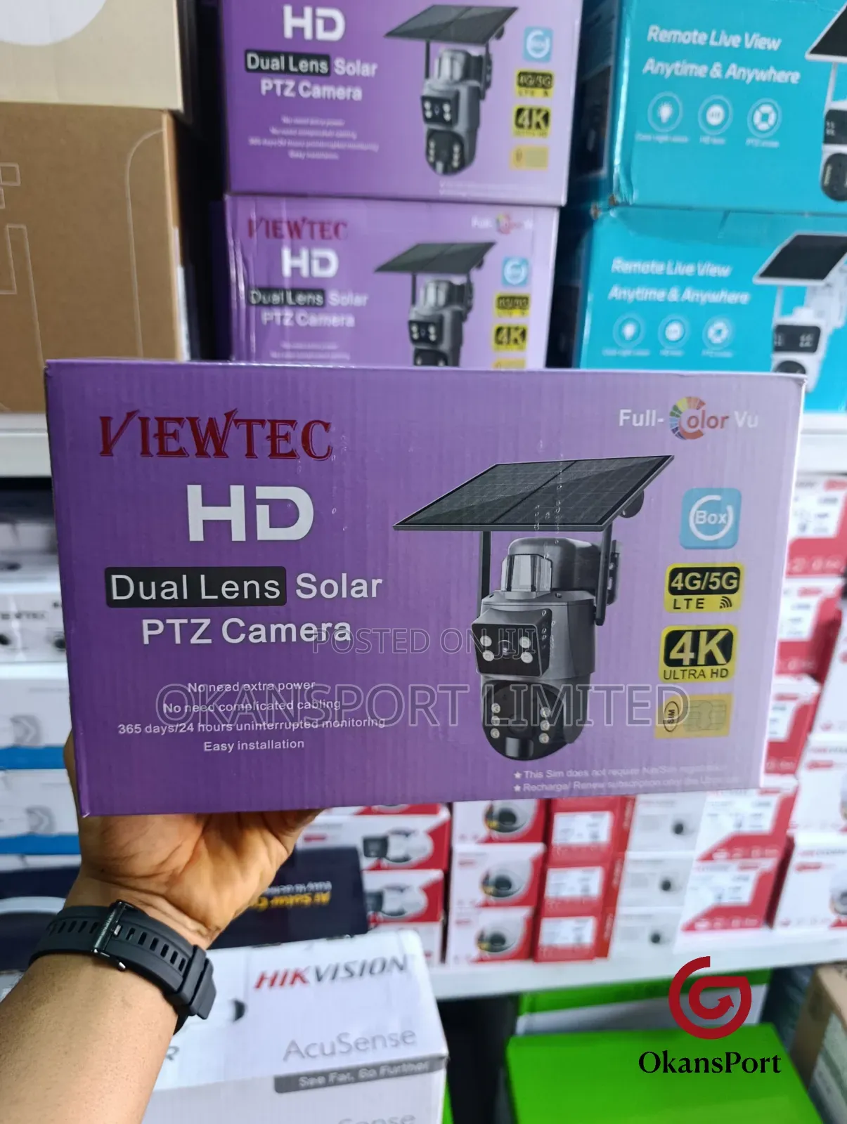 Viewtec Hd Dual-Lens Solar PTZ Camera - Indoor/Outdoor 355°X120°