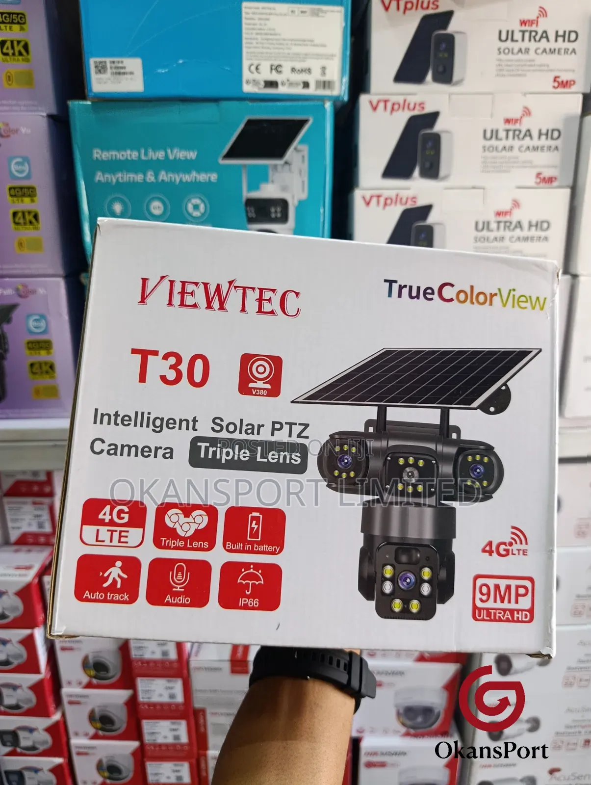 T30 V380 Intelligent Solar PTZ Camera Triple-Lens 4g Wifi 360 Coverage