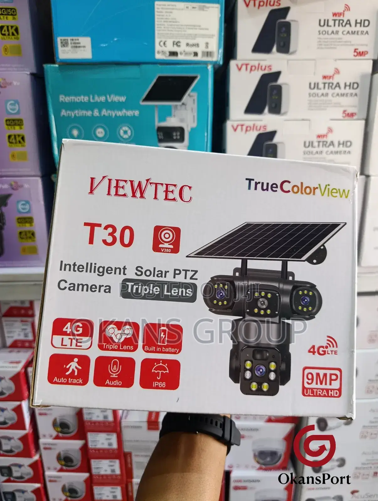 T30 V380 Intelligent Solar PTZ Camera Triple-Lens 4g Wifi 360 Coverage