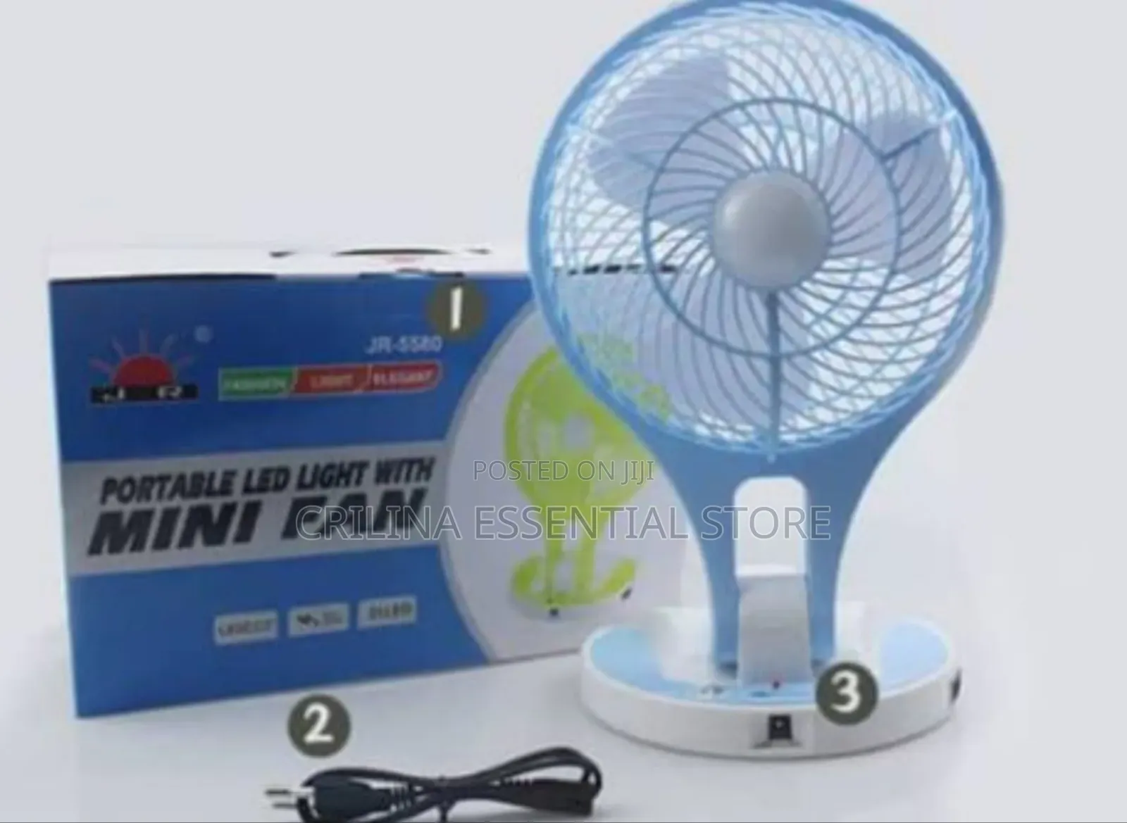 Jr Portable Rechargeable Mini Fan With Led Light