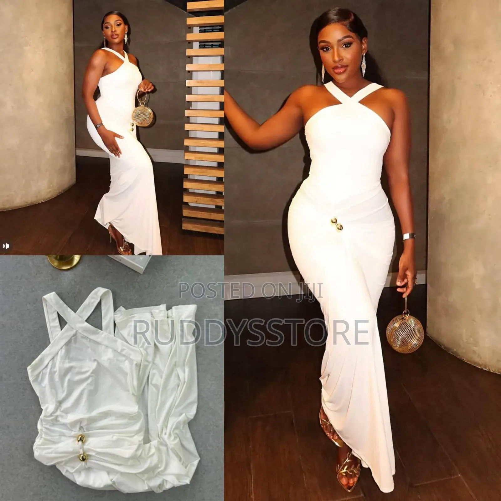 Elegant Halterneck Cinched Waist Dress