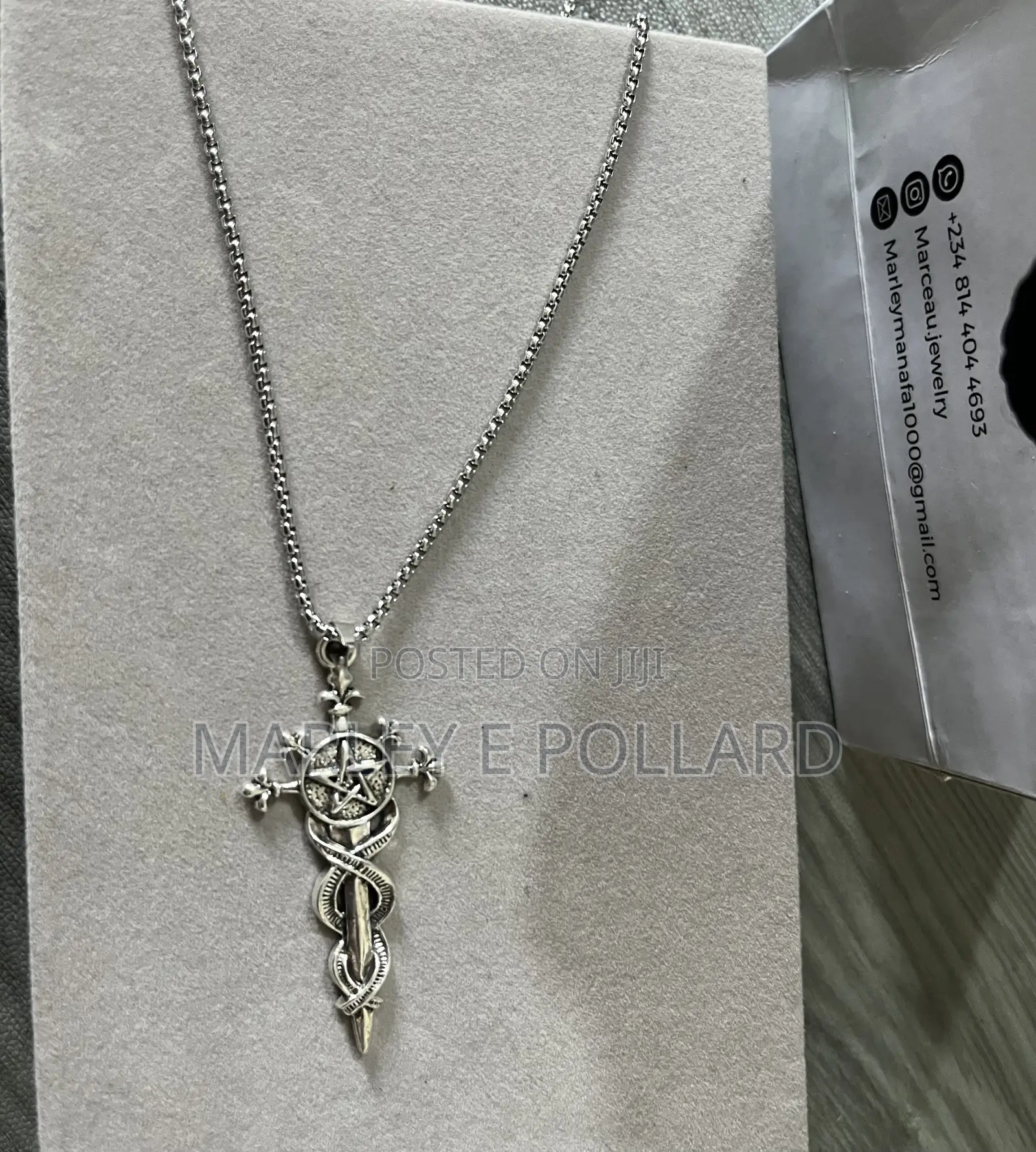 Gothic Pentagram Steel Vintage Silve Black Chain Necklace Jewelry