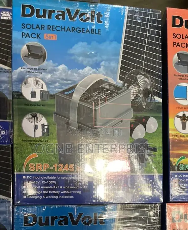 Duravolt SRP-1245 Solar Rechargeable Pack 5 in 1