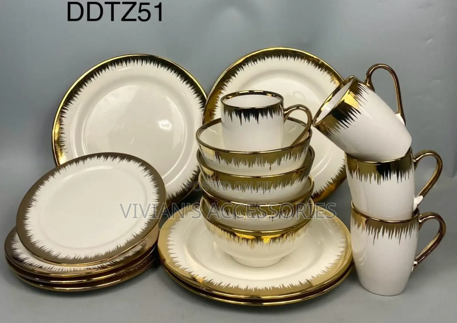 16pcs Gold and White Dinner Set